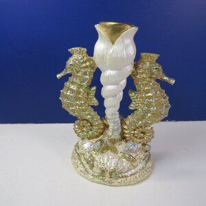 Sea Horse Candle Holder 5" tall glittered by Silvestri